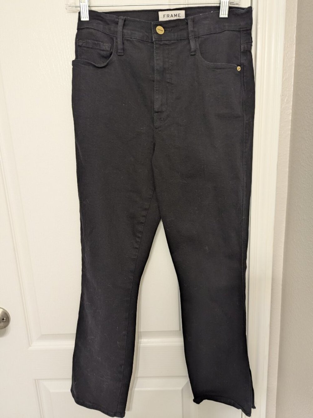 FRAME Denim Le Sylvie Crop Straight Leg Black Jeans Size 27 Excellent